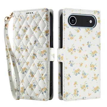 Étui portefeuille iPhone Air à motif floral rhombique - Fleurs jaunes