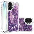 Coque iPhone 17 en TPU Glitter Quicksand - Cœurs violets