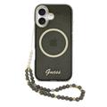 Coque iPhone 17 Guess IML Glitter Script avec dragonne - Compatible MagSafe