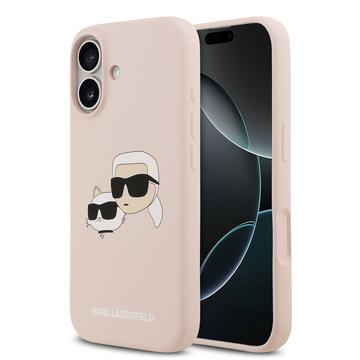 Coque MagSafe iPhone 17 en silicone liquide Karl Lagerfeld Double Heads - Rose