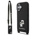 Coque iPhone 17 Karl Lagerfeld Saffiano Crossbody Metal Karl & Choupette - Noire