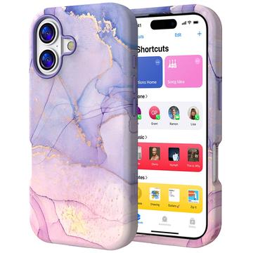 Coque Hybrid iPhone 17 Luxury Marble - Bleu / Rose
