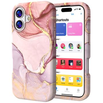 Coque Hybrid iPhone 17 Luxury Marble - Rose / Or