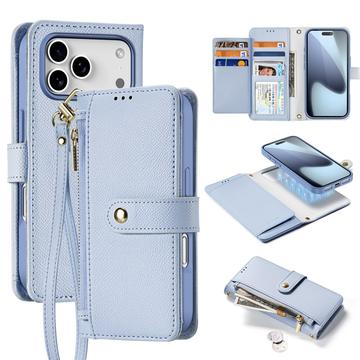 Étui portefeuille en cuir iPhone 17 Pro avec couverture magnétique Dux Ducis Lawa - Bleu ciel