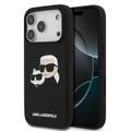 Coque en silicone liquide iPhone 17 Pro Karl Lagerfeld Double Heads - Noire