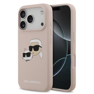 Coque MagSafe iPhone 17 Pro en silicone liquide Karl Lagerfeld Double Heads - Rose