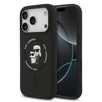 Coque iPhone 17 Pro en silicone liquide MagSafe Karl Lagerfeld Karl and Choupette - Noire