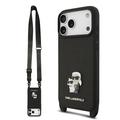 Coque iPhone 17 Pro Karl Lagerfeld Saffiano Crossbody Metal Karl & Choupette - Noire