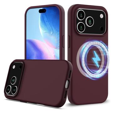 Coque iPhone 17 Pro en Silicone Liquide - Compatible MagSafe - Vin Rouge
