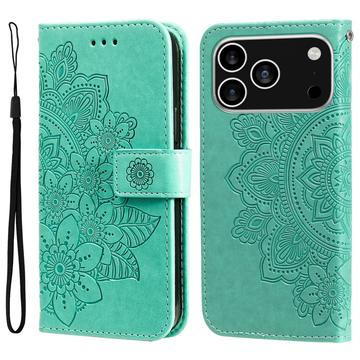 Étui Portefeuille iPhone 17 Pro Mandala Série - Vert