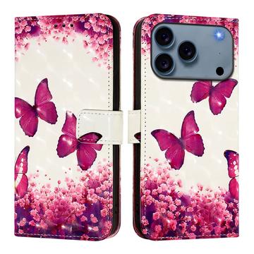 Étui Portefeuille iPhone 17 Pro Max - Série Wonder - Papillons roses