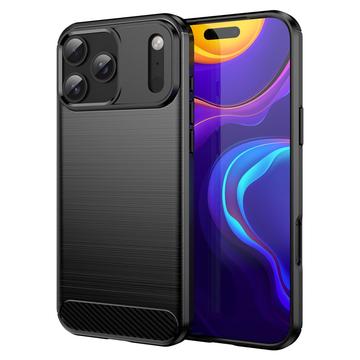 Coque iPhone 17 Pro Max en TPU Brossé - Fibre de Carbone - Noire