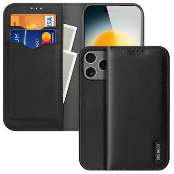 Etui Portefeuille iPhone 17 Pro Max en Cuir Dux Ducis Hivo - Noir