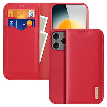Etui Portefeuille iPhone 17 Pro Max en Cuir Dux Ducis Hivo - Rouge