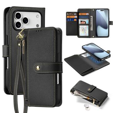 Étui portefeuille en cuir iPhone 17 Pro Max avec couverture magnétique Dux Ducis Lawa - Noir