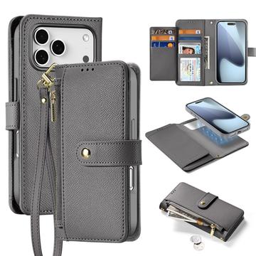 Étui portefeuille en cuir iPhone 17 Pro Max avec couverture magnétique Dux Ducis Lawa - Gris