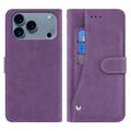 Étui élégant et rétro iPhone 17 Pro Max avec porte-cartes rotatif et fonction de support - Violet
