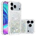 Coque iPhone 17 Pro Max en TPU Glitter Quicksand - Coeurs argentés