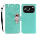 Etui hibou iPhone 17 Pro Max avec strass - Cyan