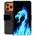 Étui Portefeuille Premium iPhone 17 Pro Max - Dragon Feu Bleu