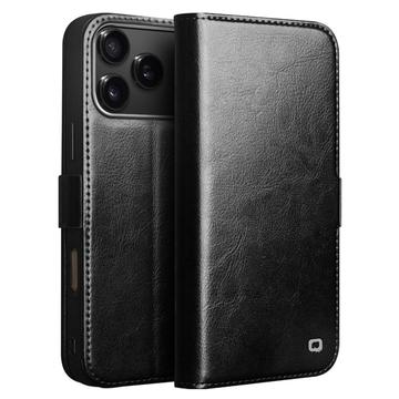 Etui Portefeuille iPhone 17 Pro Max en Cuir Qialino Classic - Noir