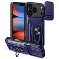 Coque Hybride iPhone 17 Pro Max à Anneau Rotatif avec Protection pour Appareil Photo - Bleue
