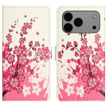 Étui Portefeuille iPhone 17 Pro Max - Série Style - Fleurs Rose