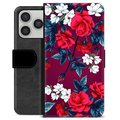 Étui Portefeuille Premium iPhone 17 Pro - Fleurs Vintage