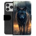 Étui Portefeuille Premium iPhone 17 Pro - Loup