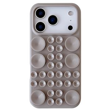 Coque iPhone 17 Pro en silicone avec ventouse - Gris titane