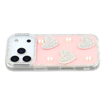 Coque hybride iPhone 17 Pro Amour étincelant et perle - Rose