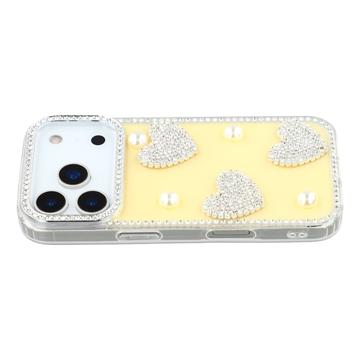 Coque hybride iPhone 17 Pro Amour étincelant et perle - Jaune