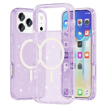 Coque Hybride iPhone 17 Pro - Série Stylish Glitter - Compatible avec MagSafe - Violete