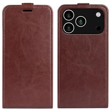 Étui à Rabat Vertical iPhone 17 Pro avec Porte-Cartes - Marron