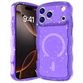 Coque MagSafe iPhone 17 Pro Wave-Edge Laser Glitter - Violet translucide