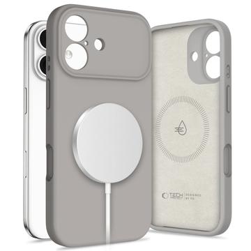 Coque iPhone 17 en silicone liquide Tech-Protect - Compatible MagSafe - Gris pierre