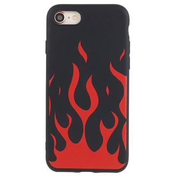 Coque iPhone 7/8/SE (2020)/SE (2022) en silicone avec flammes - Noire