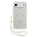 Coque iPhone Air Guess IML Flowers Allover avec bracelet en perles - Compatible MagSafe - Blanche