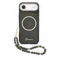 Coque iPhone Air Guess IML Glitter Script avec dragonne - Compatible MagSafe
