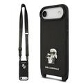 Coque iPhone Air Karl Lagerfeld Saffiano Crossbody Metal Karl & Choupette - Noire