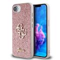 Coque iPhone 16e Guess Fixed Glitter 4G Metal Logo - Rose