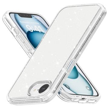 Coque Hybride iPhone SE (2025) - Série Stylish Glitter - Compatible avec MagSafe - Blanche