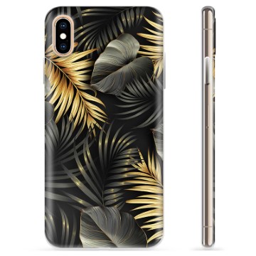 Coque iPhone XS Max en TPU - Feuilles Dorées