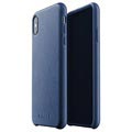 Coque iPhone XS Max en Cuir Mujjo Full - Bleu Foncé