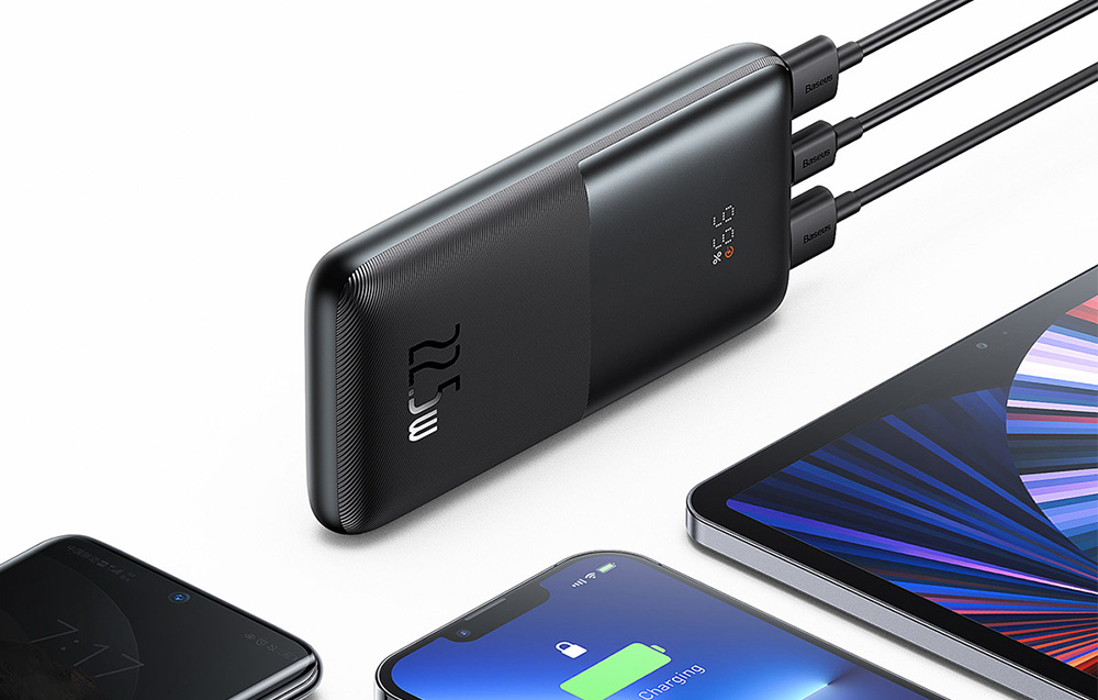 Baseus Bipow Pro Digital Display Fast Charge Bank 10000mAh/22.5W - 2xUSB, USB-C - Noir