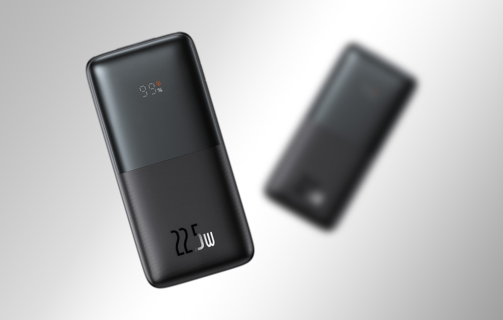 Baseus Bipow Pro Digital Display Fast Charge Bank 10000mAh/22.5W - 2xUSB, USB-C - Noir