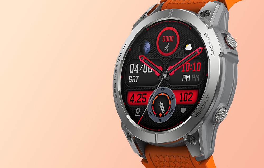 Zeblaze Stratos 3 Smartwatch avec GPS, écran AMOLED Ultra HD - Orange