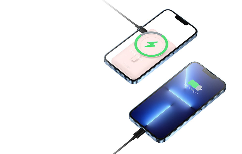 Baseus Magnetic Wireless Power Bank 10000mAh - USB-C 20W, compatible MagSafe - Rose